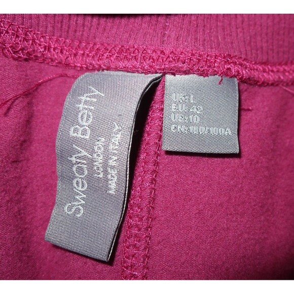 Sweaty Betty Pink Fuchsia Cropped Turtleneck Drawstring Velour Sweatshirt Yoga L - Picture 7 of 7